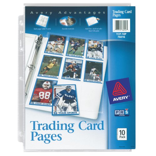 Product Cover Avery Trading Card Pages for Pokemon, Magic The Gathering, MLB Baseball, NFL Football, Acid Free, 10Pk (76016)