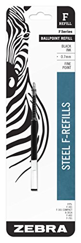 Product Cover Zebra F-Series Ballpoint Stainless Steel Pen Refill, Fine Point, 0.7mm, Black Ink, 1-Count