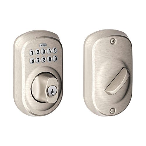 Product Cover Schlage BE365 PLY 619 Plymouth Keypad Deadbolt, Satin Nickel