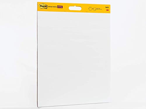 Product Cover Post-it Super Sticky Wall Easel Pad, 20 x 23 Inches, 20 Sheets/Pad, 1 Pad (566SS), Portable White Premium Self Stick Flip Chart Paper, Rolls for Portability, Hangs with Command Strips