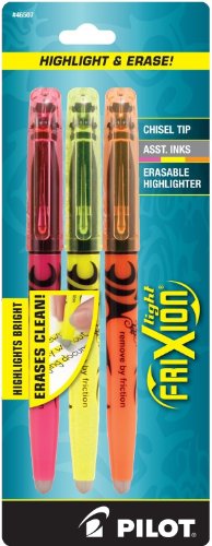 Product Cover PILOT FriXion Light Erasable Highlighters, Chisel Tip, Assorted Color Inks, 3-Pack (46507)