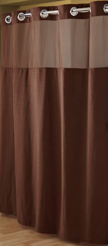 Product Cover Hookless RBH52D229 Fabric Shower Curtain with Built in Liner  -Chocolate Brown