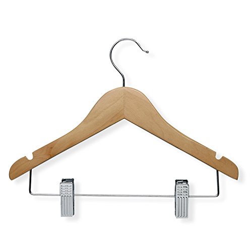 Product Cover Honey-Can-Do HNG-01225 Kid's Wooden Shirt and Pants Hanger with Clips, 5-Pack, Maple