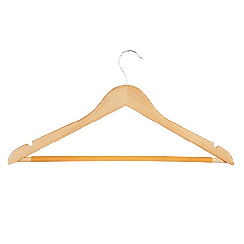 Product Cover Honey-Can-Do HNG-01334 Wood Hangers with Non-Slip Grooved Bar, 24-Pack, Maple