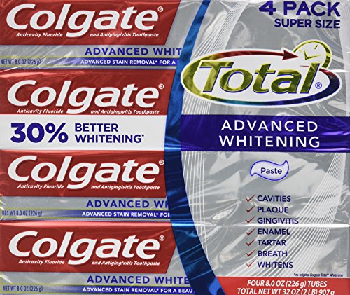 Product Cover Colgate Total Advaned Whitening Toothpaste - 4 Tubes x 8 Ounces per Tube = 32 Ounces