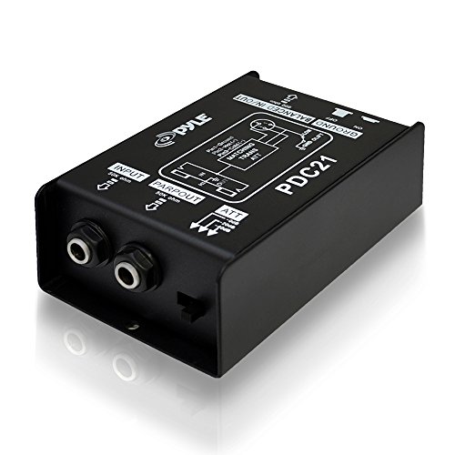 Product Cover Premium Direct Injection Audio Box - Passive DI Unit Hum Eliminator w/ Input Attenuator to Connect Guitar & Bass - 1/4 Inch Impedance Transformer Connector to Balanced & Unbalanced XLR - Pyle PDC21