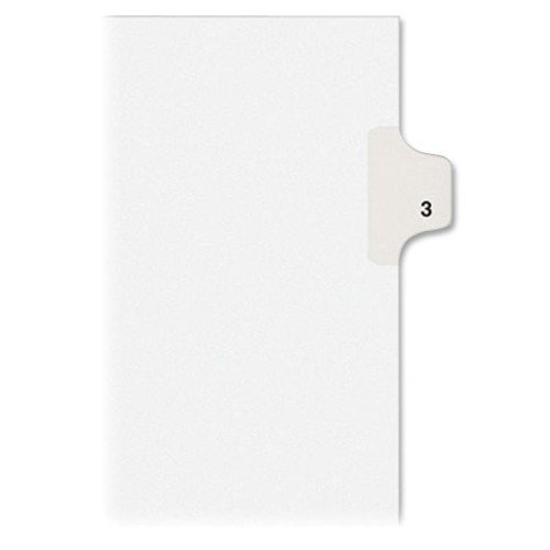 Product Cover Avery Individual Legal Exhibit Dividers, Avery Style, 3, Side Tab, 8.5 x 11 inches, Pack of 25 (11913), White