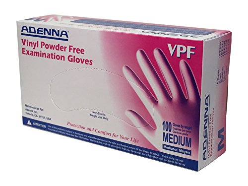 Product Cover Adenna VPF 3.5 mil Vinyl Powder Free Exam Gloves (Translucent, Medium) Box of 100