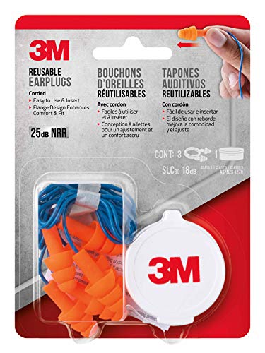 Product Cover 3M 90716-80025T Corded Reusable Earplug, 3-Pair with Case