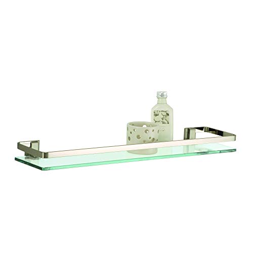 Product Cover Organize It All Wall Mounting Glass Shelf with Nickle Finish and Rail