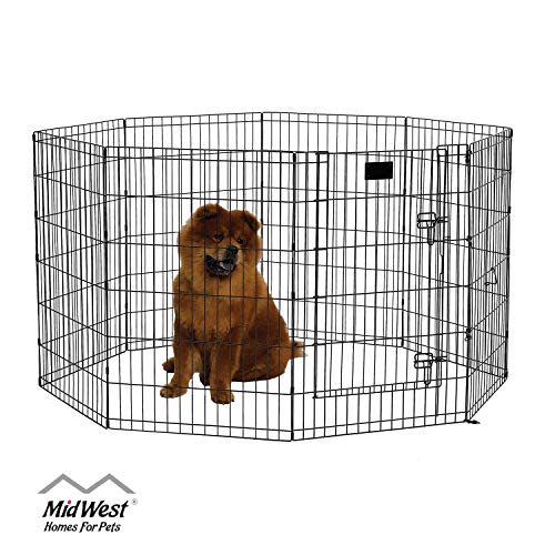 Product Cover MidWest 554-36DR Foldable Metal Exercise Pen / Pet Playpen. Black w/ Door, 24 W x 36 H Inch