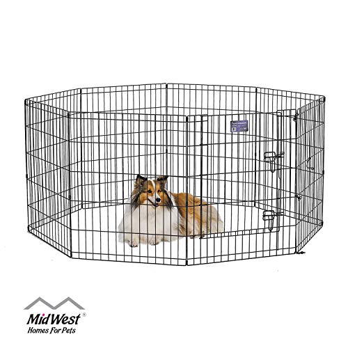 Product Cover MidWest Foldable Metal Exercise Pen / Pet Playpen. Black w/ door, 24 W x 30 H Inch