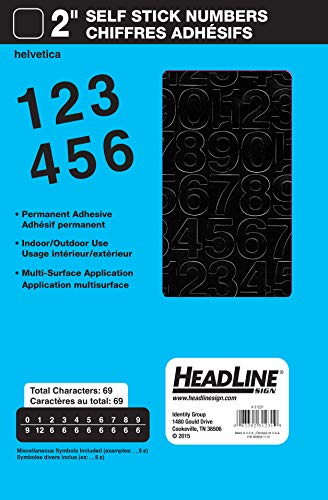 Product Cover Headline Sign 31231 Stick-On Vinyl Numbers, Black, 2-Inch