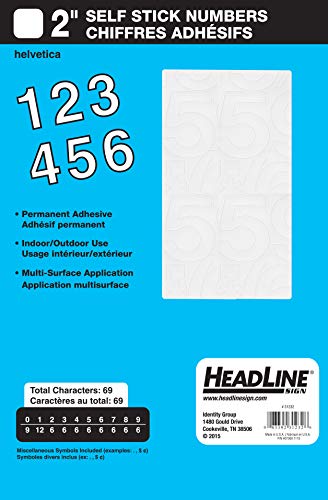 Product Cover Headline Sign 31232 Stick-On Vinyl Numbers, White, 2-Inch