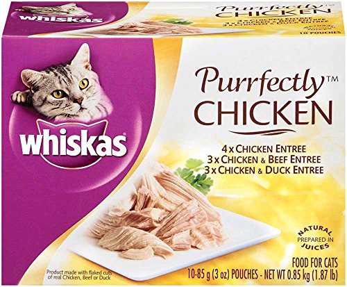 Product Cover Whiskas Purrfectly Chicken Variety Pack Wet Cat Food 3 Ounces (Four 10-Counts)