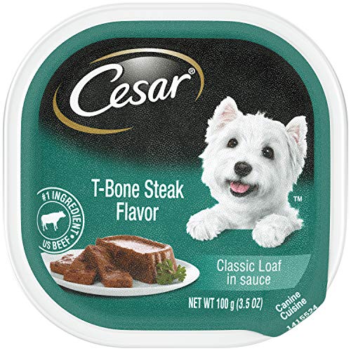 Product Cover CESAR Soft Wet Dog Food Classic Loaf in Sauce T-Bone Steak Flavor, (24) 3.5 oz. Easy Peel Trays