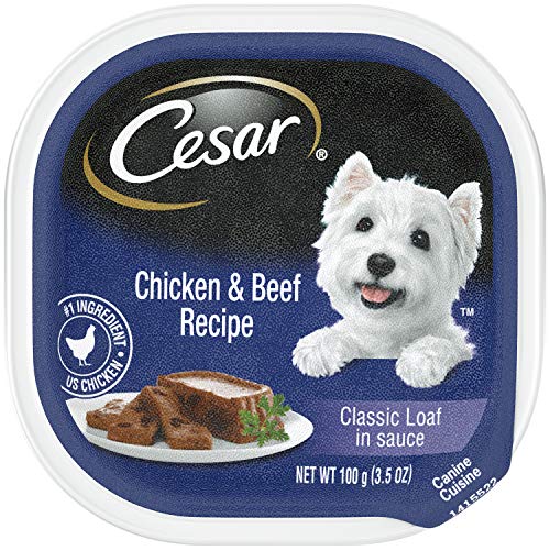 Product Cover CESAR Soft Wet Dog Food Classic Loaf in Sauce Chicken & Beef Recipe, Easy Peel Trays, 3.5 Oz, Pack of 24