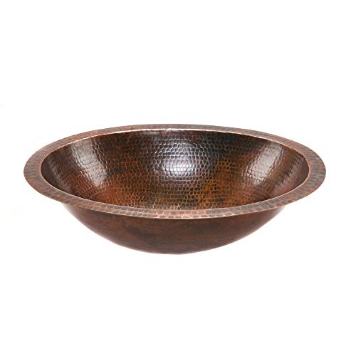 Product Cover Premier Copper Products LO19FDB Oval Under Mount Hammered Copper Bathroom Sink, Oil Rubbed Bronze