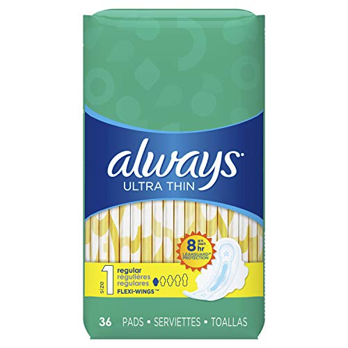 Product Cover Always Ultra Thin Size 1 Feminine Pads with Wings, 36 Count - Pack of 2 (72 Total Count)