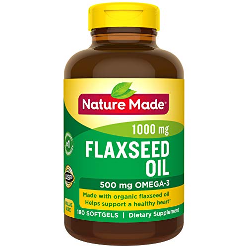 Product Cover Nature Made Flaxseed Oil 1000 mg Softgels, 180 Count for Heart Health† (Packaging May Vary)
