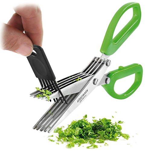 Product Cover Westmark Germany Stainless Steel 5-Blade Herb Scissors with Cleaning Comb (Green)