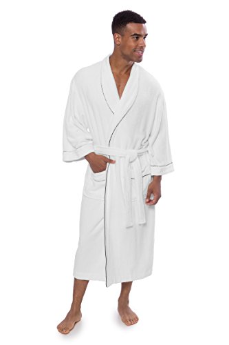 Product Cover Men's Terry Cloth Bathrobe Robe Gift Ideas Presents for Men Dad Boyfriend Men's 0051-LXL,Natural White