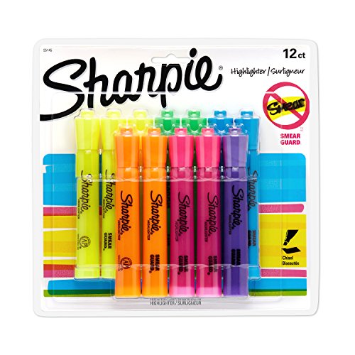 Product Cover Sharpie 25145 Tank Highlighters, Chisel Tip, Assorted Fluorescent, 12-Count
