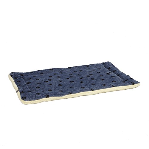 Product Cover Reversible Paw Print Pet Bed in Blue / White, Dog Bed Measures 52L x 34W x 3.8H for Giant Breed Dogs, Machine Wash