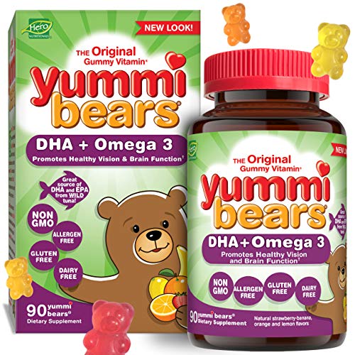 Product Cover Yummi Bears Omega 3 + DHA Gummy Vitamin Supplement for Kids, 90 Count (Pack of 1)