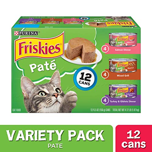 Product Cover Purina Friskies Pate Wet Cat Food Variety Pack, Salmon, Turkey & Grilled - (2 Packs of 12) 5.5 oz. Cans