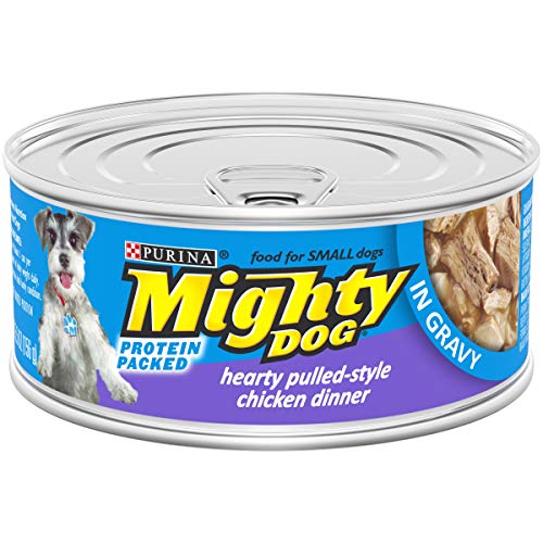Product Cover Purina Mighty Dog Small Breed Gravy Wet Dog Food, Hearty Pulled-Style Chicken Dinner - (24) 5.5 oz. Pull-Top Cans