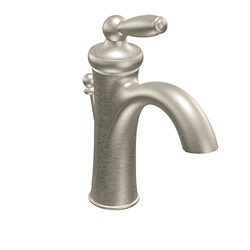 Product Cover Moen 6600BN Brantford One-Handle Low-Arc Bathroom Faucet with Optional Decklpate, Brushed Nickel