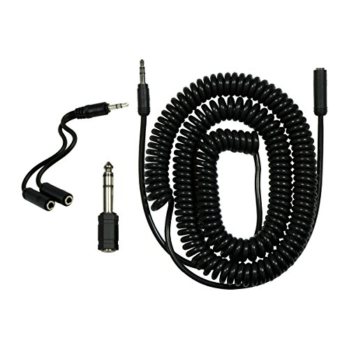 Product Cover GE Universal Audio Extension Kit, 3.5mm Plugs and Coiled Extension Cable, 18 Feet, for use with Headphones, Stereos, Smartphones, Tablets and Sounds Systems, 33612