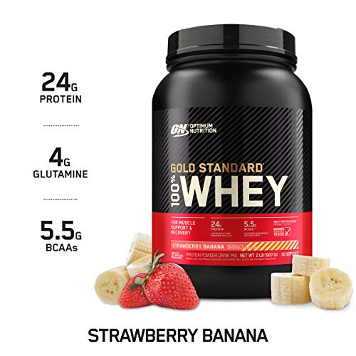 Product Cover Optimum Nutrition Gold Standard 100% Whey Protein Powder, Strawberry Banana, 2 Pound (Packaging May Vary)