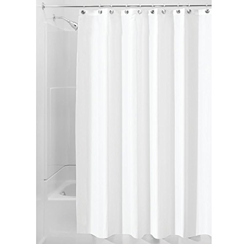 Product Cover iDesign Fabric Long Shower Curtain, Modern Mildew-Resistant Bath Curtain Liner for Master Bathroom, Kid's Bathroom, Guest Bathroom, 72 x 84 Inches, White