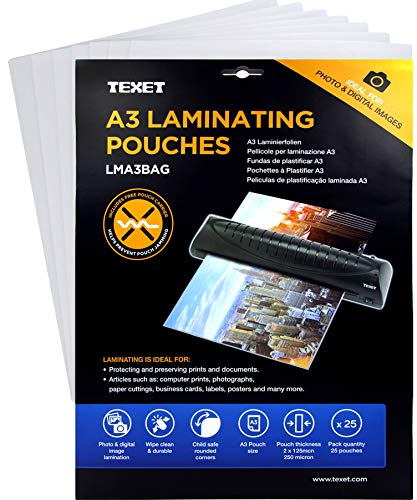 Product Cover Texet A3 Laminating Pouches - Pack Of 25 | 150 Micron (2 X 75 Micron)