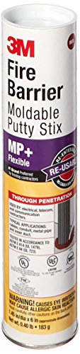 Product Cover 3M Fire Barrier Moldable Putty Stix MP+, Red, 1.45 in x 6 in