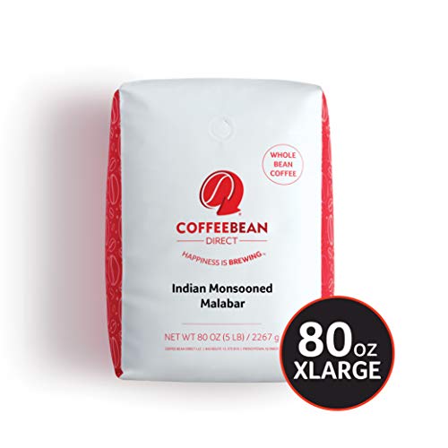 Product Cover Coffee Bean Direct Indian Monsooned Malabar, Whole Bean Coffee, 5-Pound Bag