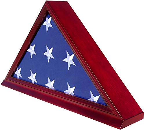 Product Cover DisplayGifts FC06-CH Solid Wood Elegant 5 x 9.5' Flag Display Case for Burial/Funeral/Veteran Flag, Cherry