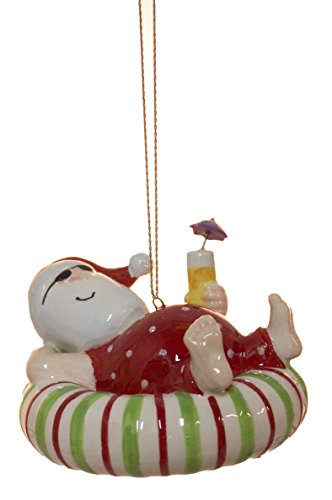 Product Cover Cape Shore Santa Relaxing on an Inner Tube Float with a Tropical Drink Ornament