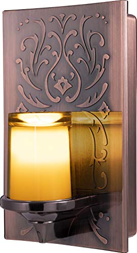 Product Cover GE LED CandleLite Night Light, Plug-In, Dusk-to-Dawn Sensor, Auto On/Off, Flickers Like a Real Candle, Warm Amber Light, Energy Efficient, Guide Light, Decorative, Oil-Rubbed Bronze Finish, 11258