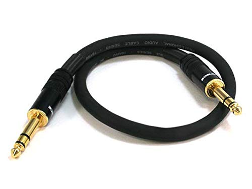 Product Cover Monoprice Premier Series 1/4 Inch (TRS) Male to Male Cable Cord - 1.5 Feet- Black 16AWG (Gold Plated)