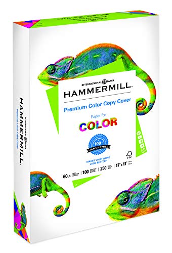 Product Cover Hammermill Paper, Premium Color Copy Cover Cardstock, 17x11 Paper, 60lb Paper, 100 Bright, 1 Pack / 250 Sheets (122556R) Heavy Paper, Card Stock White
