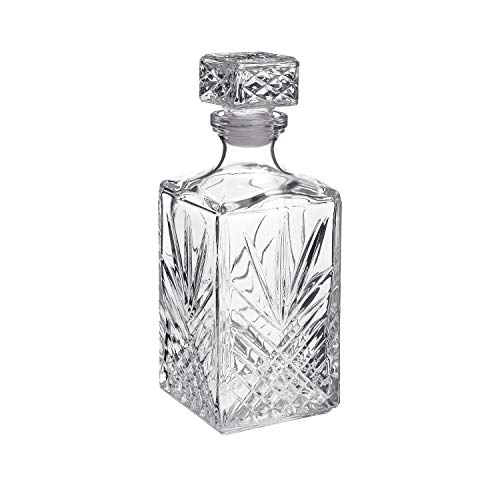 Product Cover Bormioli Rocco Selecta Collection Whiskey Decanter - Sophisticated 33.75oz Diamond Decanter With Starburst Detailing - For Whiskey, Bourbon, Scotch & Liquor