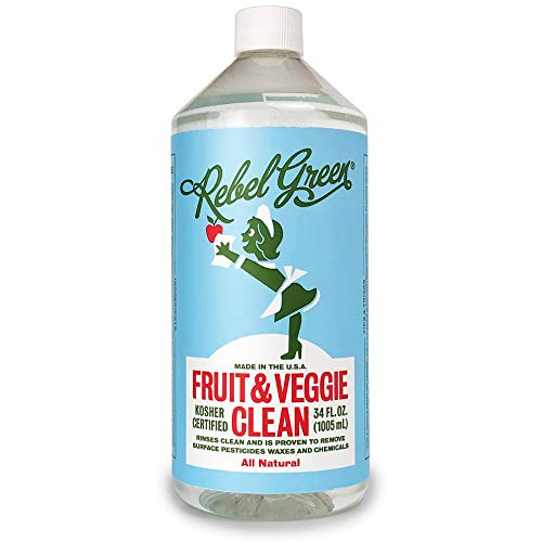 Product Cover Rebel Green Fruit and Veggie Wash, Natural Fruit and Vegetable Produce Cleaner, 34 Ounce Refill