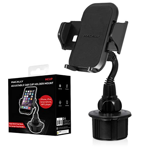 Product Cover Macally Cup Phone Holder for Car Mount for Apple iPhone 11 Pro Max XS XS Max XR X 8 8+ 7 7 Plus 6s 6 5s SE, Samsung Galaxy S10 Plus S9 S8 Note, LG, Nexus, Google Pixel 3, Motorola, Smartphone (MCUP)