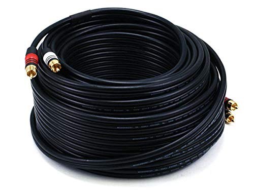Product Cover Monoprice 105349 75-Feet 22AWG Premium 2 RCA Plug to2 RCA Plug Cable - Black
