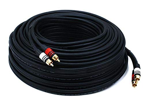 Product Cover Monoprice 105350 100-Feet 22AWG Premium 2 RCA Plug to 2 RCA Plug Cable - Black