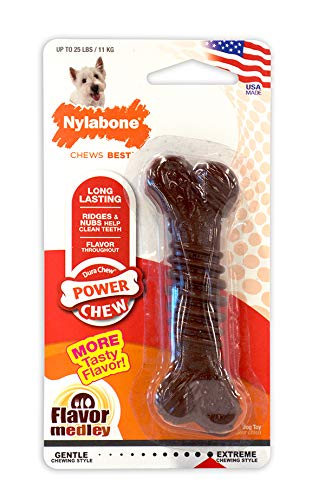 Product Cover Nylabone Dura Chew Power Chew Textured Bone, Small Dog Chew Toy, Flavor Medley