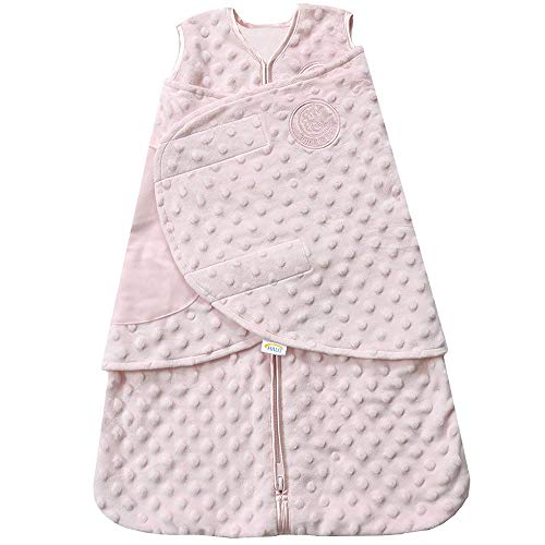 Product Cover HALO Sleepsack Plush Dot Velboa Swaddle, Pink, Newborn